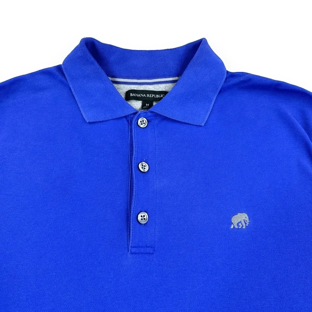 Banana Republic Polo Shirt Mens Medium‎ M Blue Cotton Short Sleeve